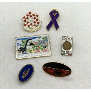 Vintage to Now Lot of 6 Gold Tone Enamel Pin Brooch‎ Girl Scouts Mars Lander